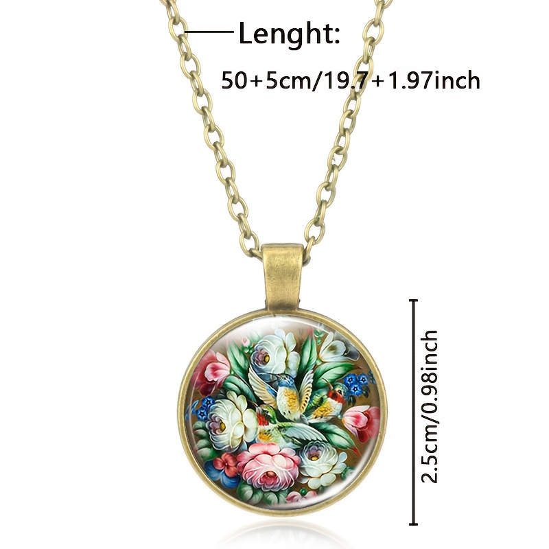 Classic Brown Metal Chain Necklace with Round Motif